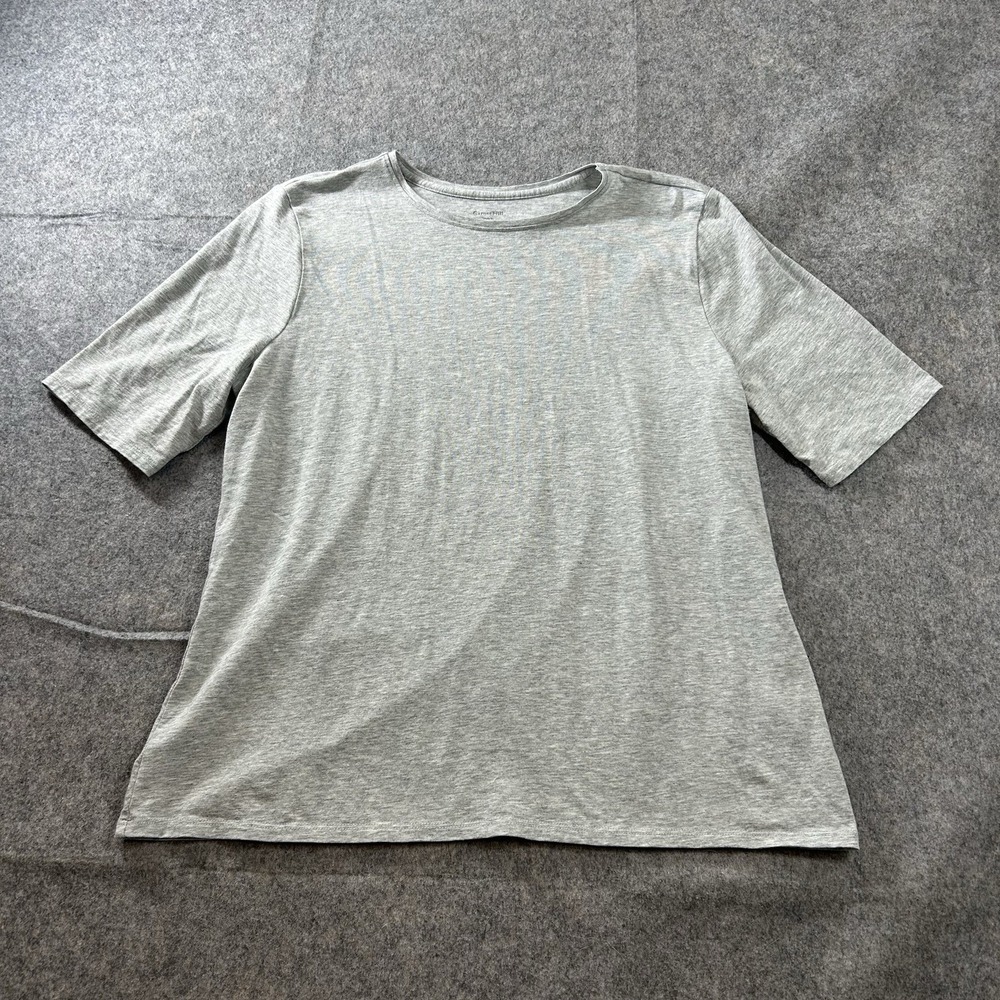 Garnet Hill Top Womens Large Gray Soft Organic Pima Cotton Blend Stretch